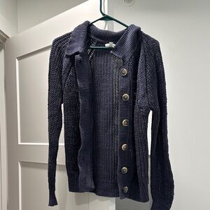 Garnet Hill Blue chunky knit Cardigan Sweater